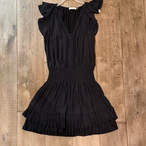 Ramy Brook Black Mini Dress with Ruffle Sleeves